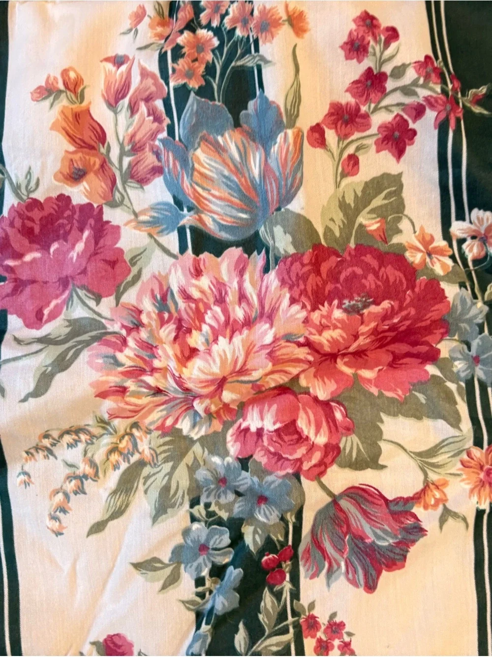 jcpenney Floral Stripe Pillow Sham in Green, Cream and Pink